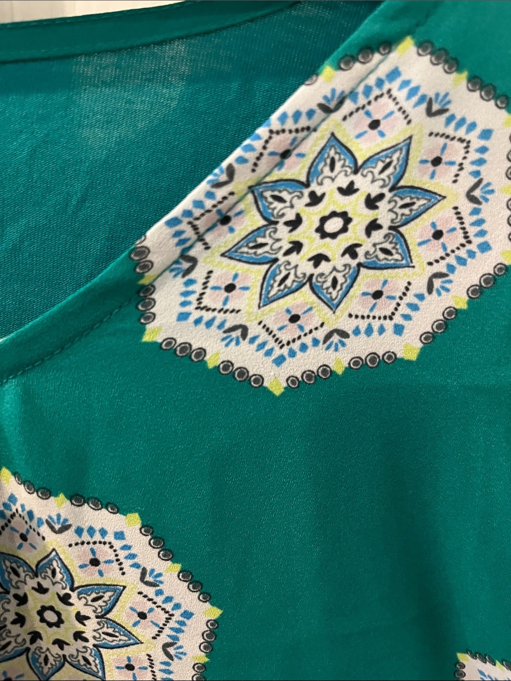 LOFT Teal Medallion Flutter Sleeve Tunic - Picture 4 of 7